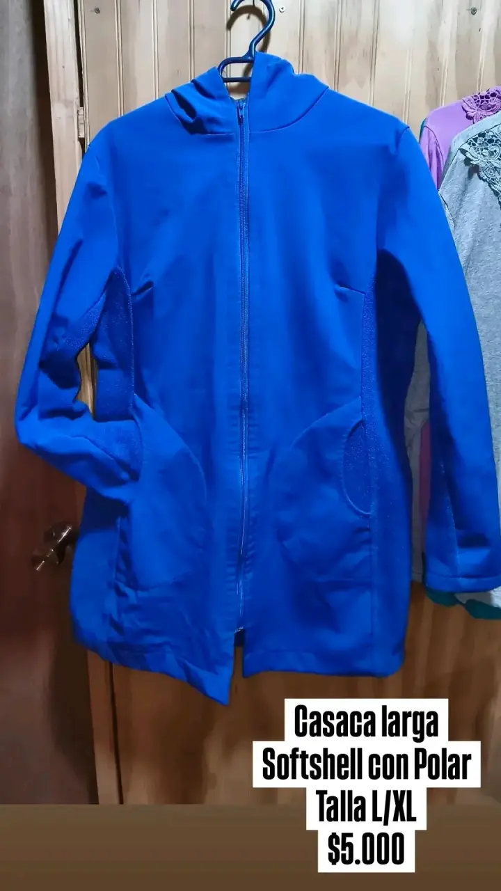 Casaca larga softshell azul con polar talla L/XL