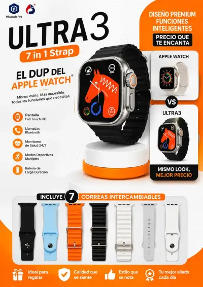 Reloj inteligente Ultra 3 con 7 correas intercambiables - miniatura 1