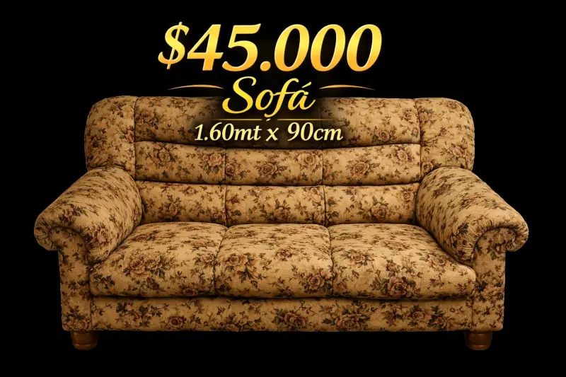 Sofá tapizado floral 1.60mt x 90cm en buen estado
