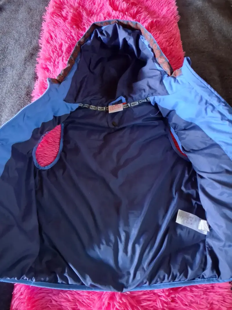 Chaleco acolchado con capucha azul y rojo para niños - 3