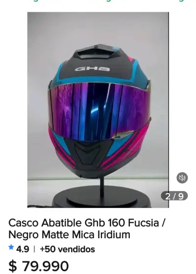 Casco Abatible GHB 160 Fucsia Negro + intercomunic - miniatura 1