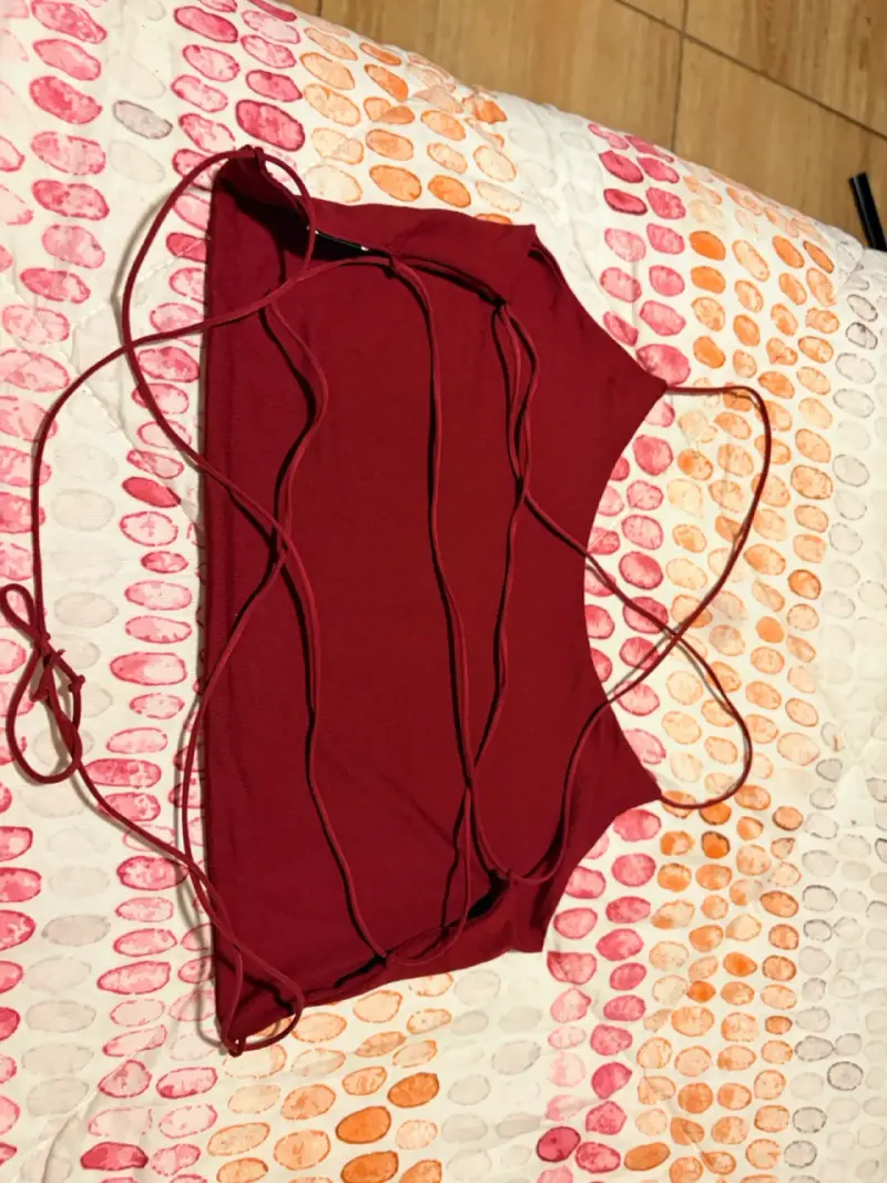 Top de tirantes rojo burdeos para mujer - 2