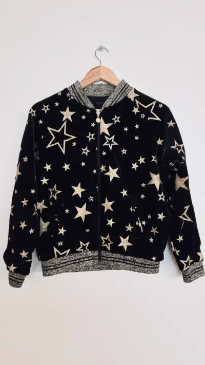 Chaqueta bomber Rapsodia negra con estrellas - miniatura 1