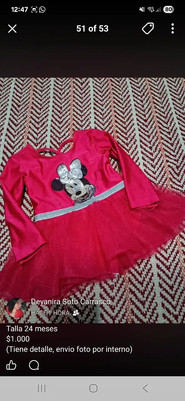 Vestido de niña Minnie Mouse rojo 24 meses