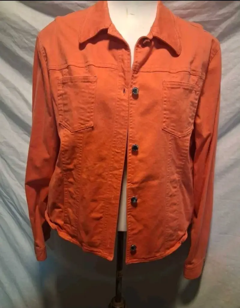 Chaqueta de mezclilla naranja para mujer - 1