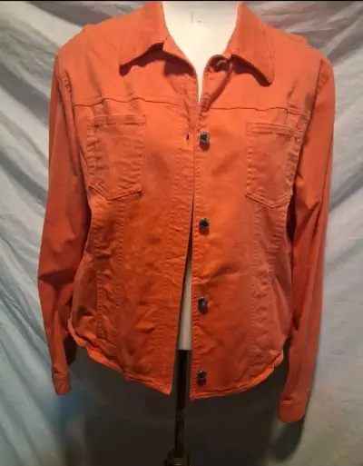 Chaqueta de mezclilla naranja para mujer - miniatura 1