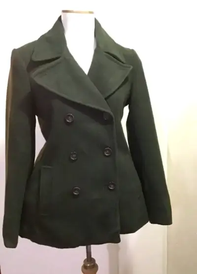 Abrigo verde oscuro de lana para mujer - miniatura 1