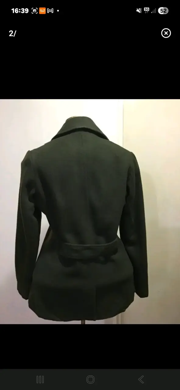 Abrigo verde oscuro de lana para mujer - 2