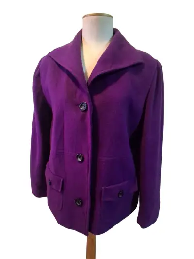 Chaqueta de lana morada para mujer - miniatura 1