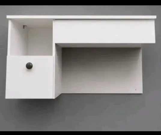 Porta maquillaje, flotante blanco con cajón - 1