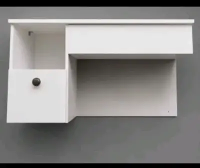 Porta maquillaje, flotante blanco con cajón - miniatura 1