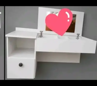 Porta maquillaje, flotante blanco con cajón - miniatura 2