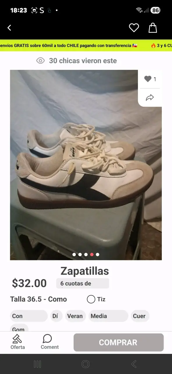 Zapatillas deportivas blancas y negras talla 36.5 - 4