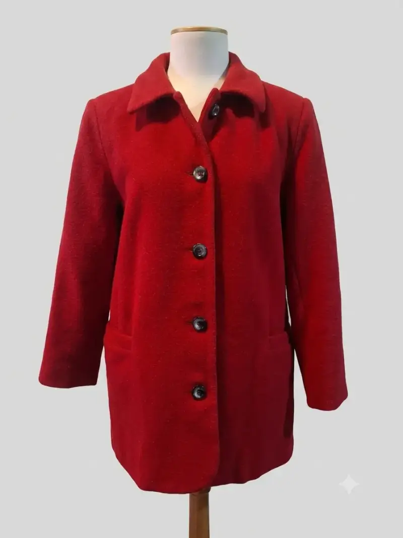 Abrigo rojo de lana para mujer - 1