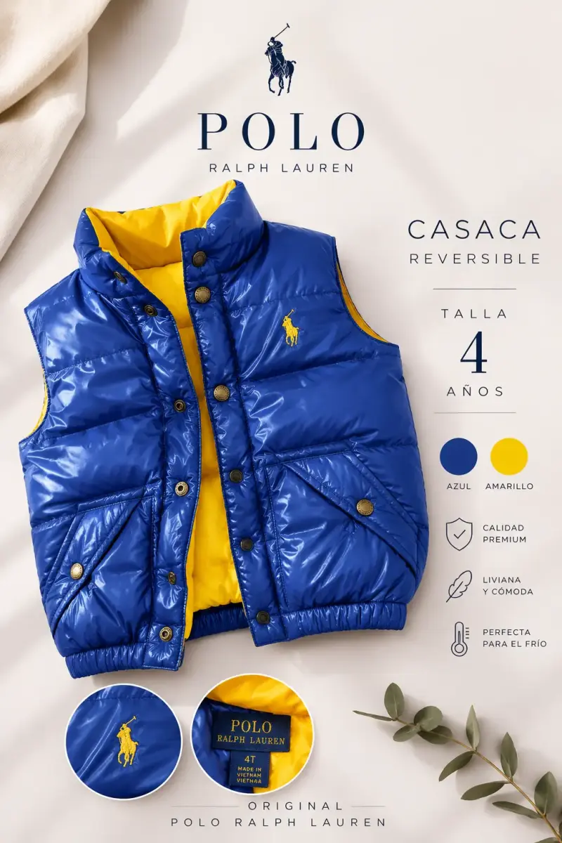 Casaca Reversible Polo Ralph Lauren Azul y Amrllo - 1