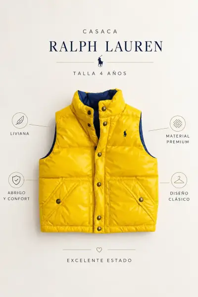 Casaca Reversible Polo Ralph Lauren Azul y Amrllo - miniatura 2