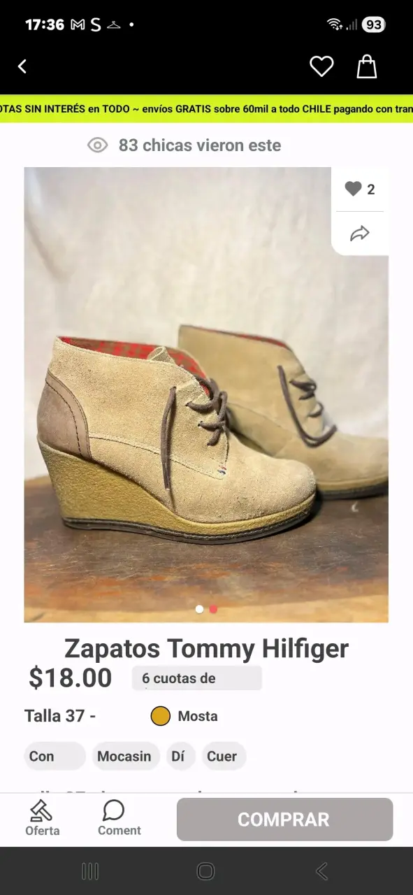 Zapatos Tommy Hilfiger de gamuza color mostaza - 2