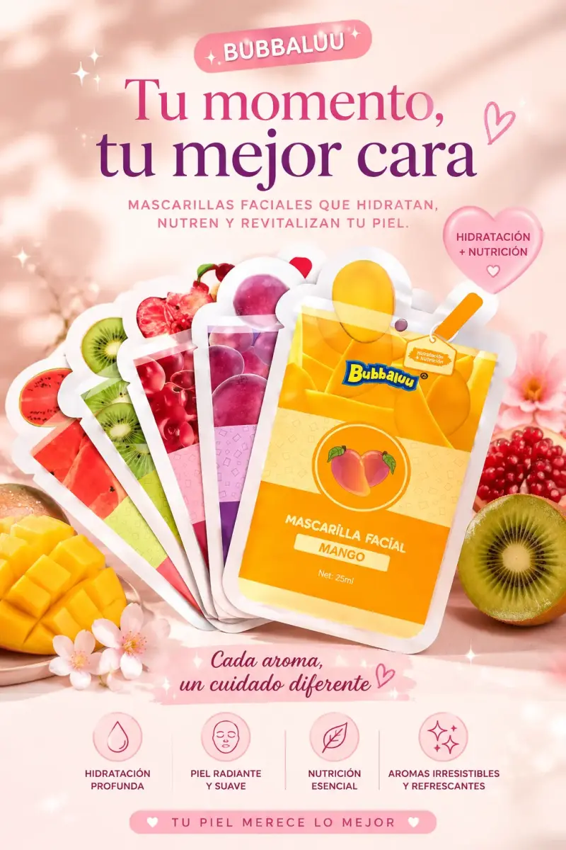 Mascarillas Faciales Bubbaluu Hidratantes y Nutritivas