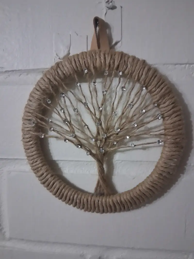 Aro decorativo de yute con árbol de la vida - 1