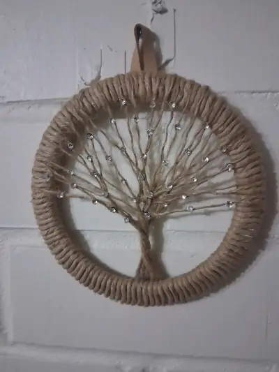 Aro decorativo de yute con árbol de la vida - miniatura 1