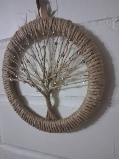 Aro decorativo de yute con árbol de la vida - miniatura 2