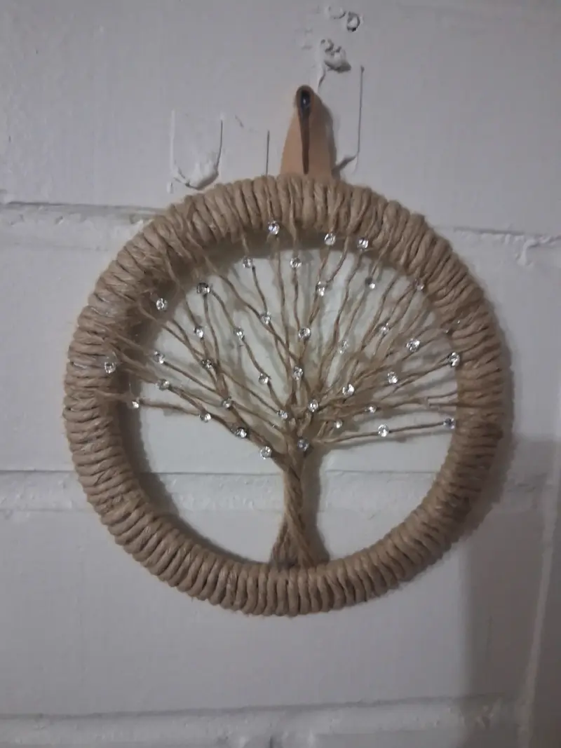 Aro decorativo de yute con árbol de la vida - 3