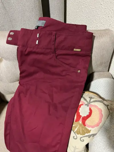 Pantalones burdeos para mujer de algodón - miniatura 1
