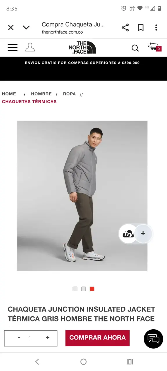 Chaqueta térmica gris para hombre The North Face - 1