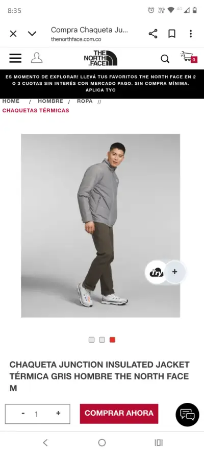 Chaqueta térmica gris para hombre The North Face - miniatura 2