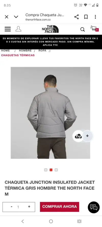 Chaqueta térmica gris para hombre The North Face - miniatura 3