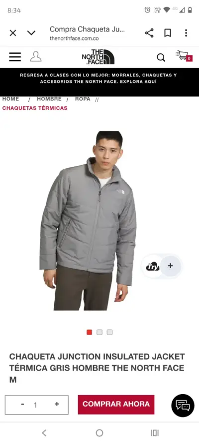 Chaqueta térmica gris para hombre The North Face - miniatura 4