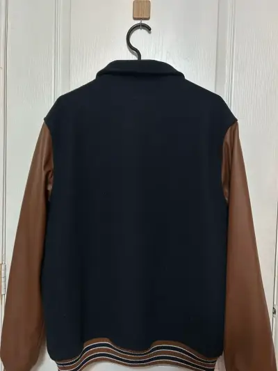 Chaqueta  azul marino y marrón estilo retro - miniatura 2