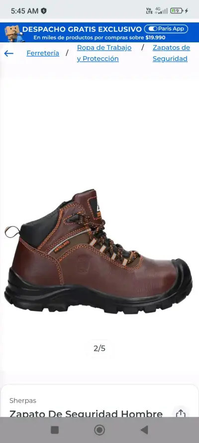 Zapatos de seguridad para hombre Sherpas marrón - miniatura 1