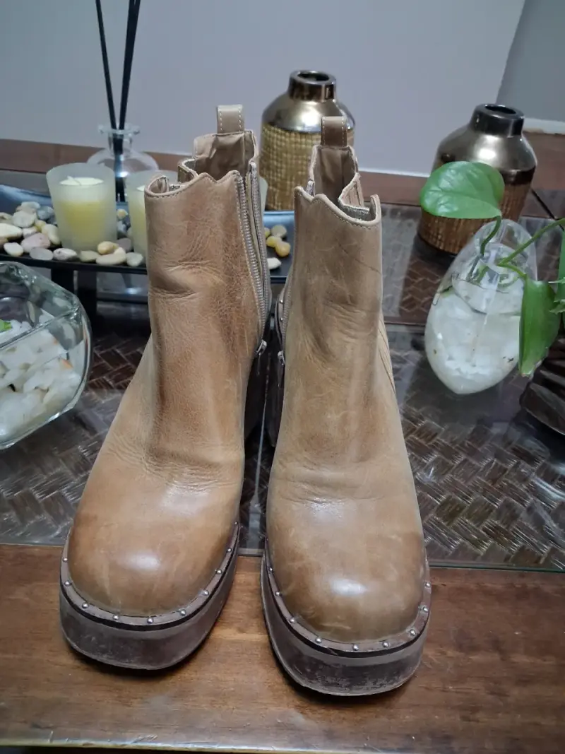 Botines de cuero marrón con plataforma - 1