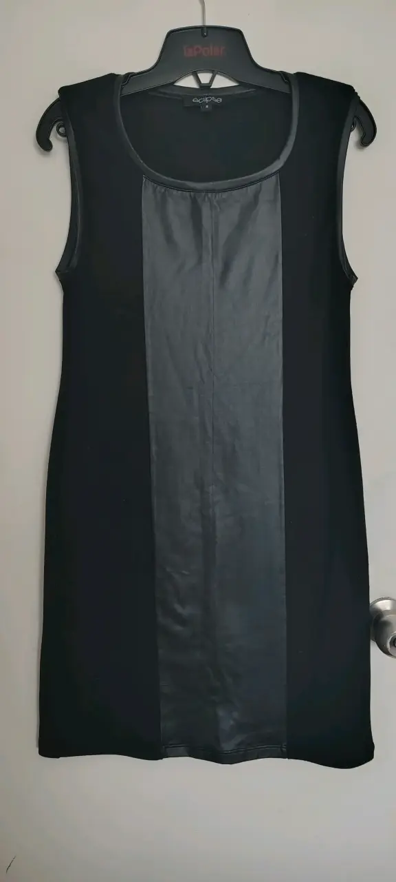 Vestido ajustado negro con paneles de cuero sintético - 2