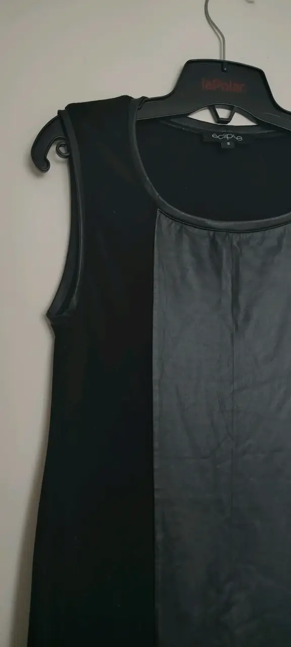 Vestido ajustado negro con paneles de cuero sintético - 3