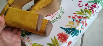Sandalias de tacón alto amarillas para mujer - miniatura 4