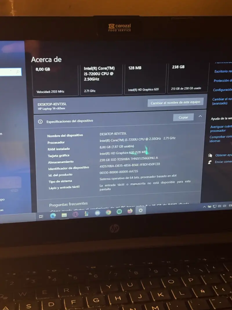 Laptop HP 14" Intel Core i5 8GB RAM 238GB SSD
