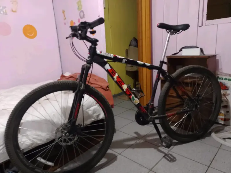 Bicicleta de montaña TSW negra con diseño floral - 1