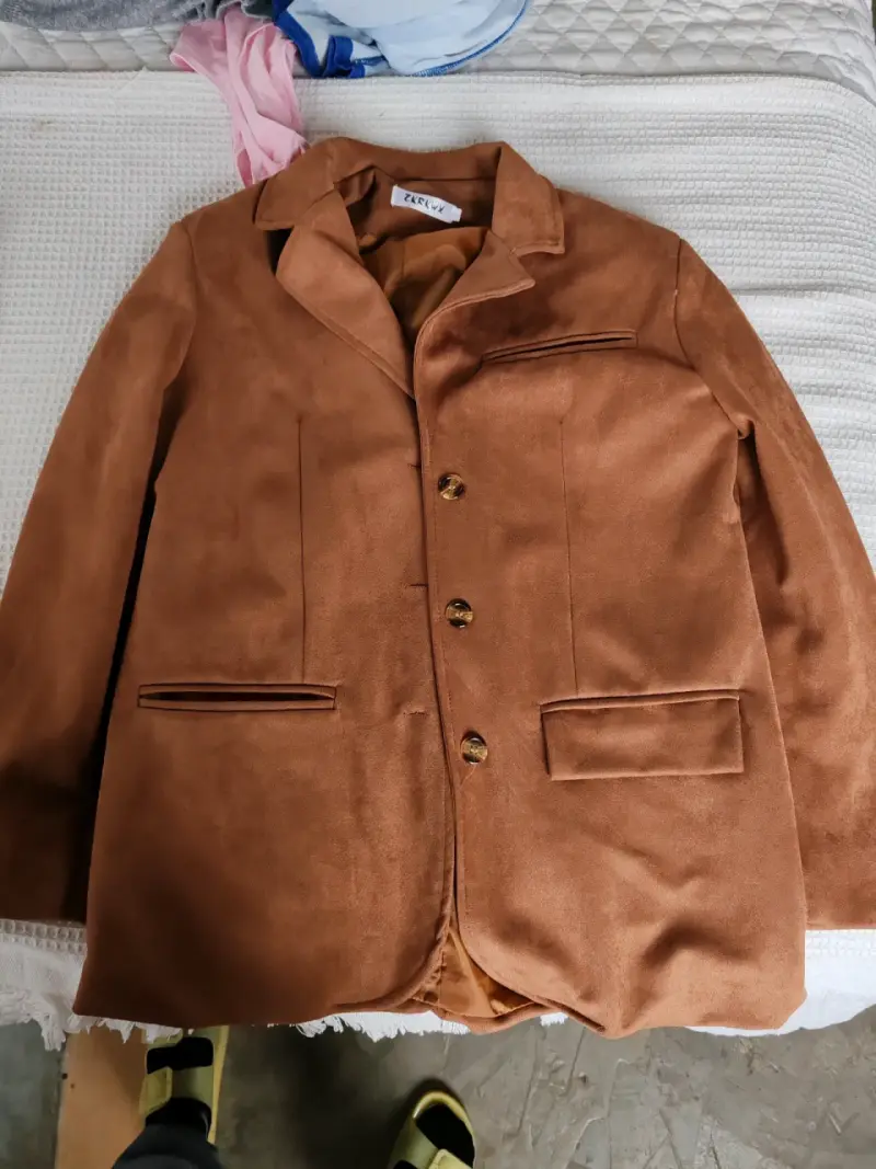 Chaqueta de gamuza marrón para mujer - 1