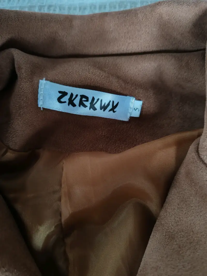 Chaqueta de gamuza marrón para mujer - 2
