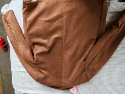 Chaqueta de gamuza marrón para mujer - miniatura 3