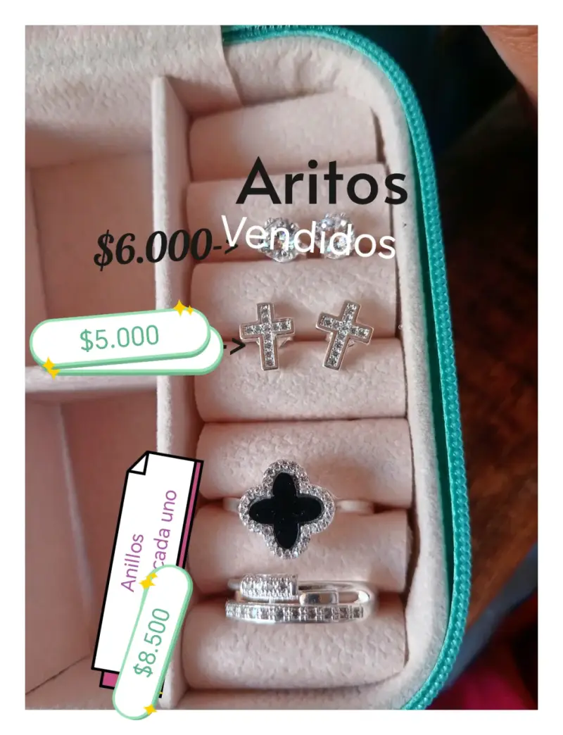 Set de anillos y aritos de plata con diseño elegante