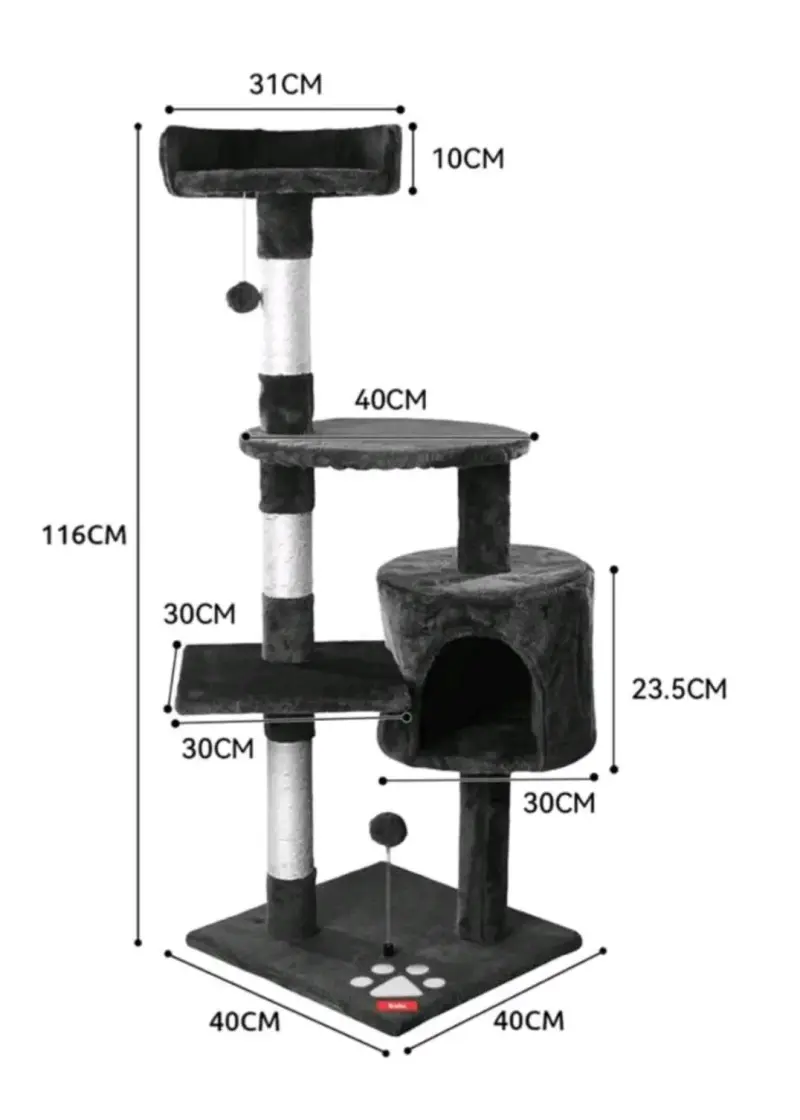Árbol rascador para gatos con plataformas y cueva - 2