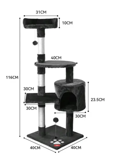 Árbol rascador para gatos con plataformas y cueva - miniatura 2