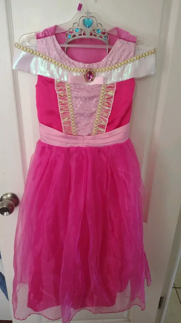 Disfraz de princesa rosa con corona para niña - 1