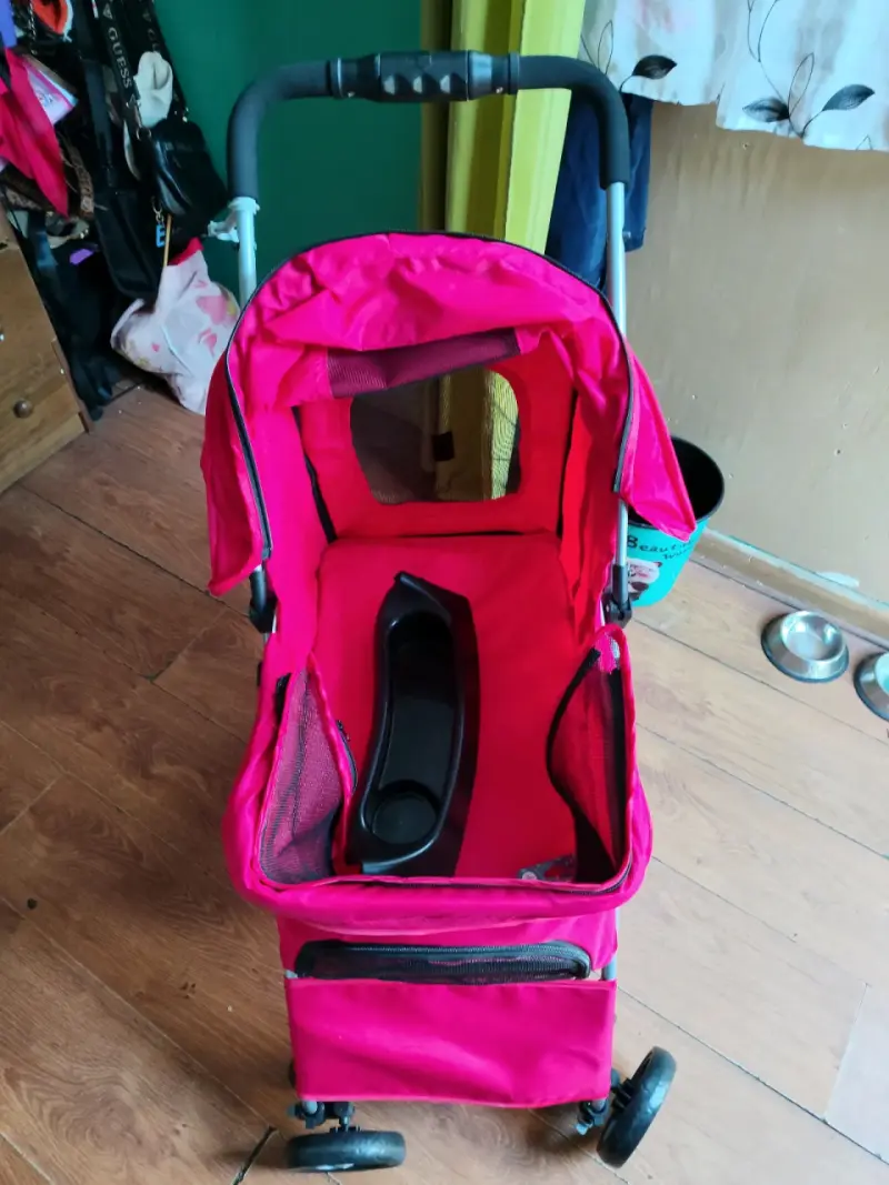 Cochecito para mascotas plegable rojo - 1