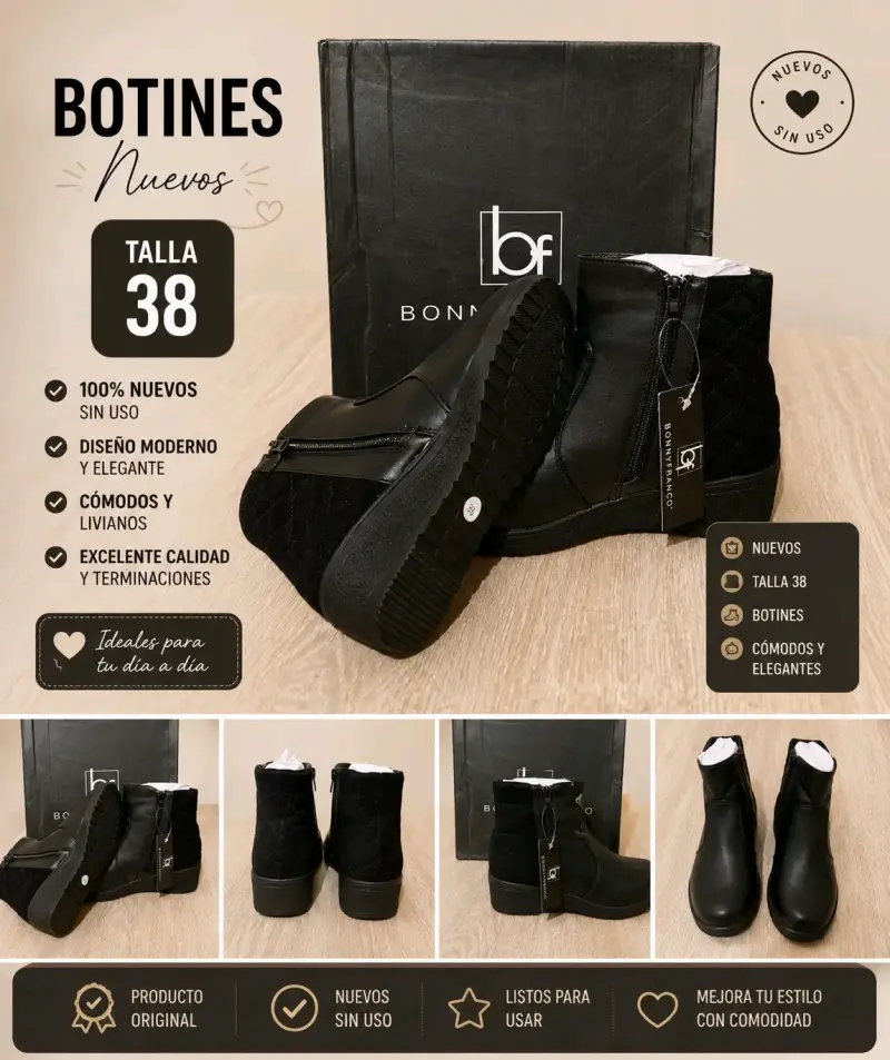 Botines negros nuevos y elegantes - 1