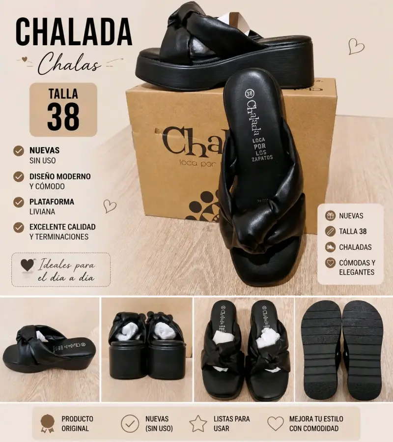 Chalas negras con plataforma nuevas - 1