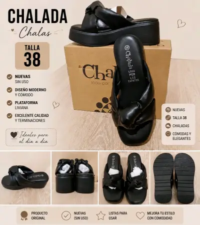 Chalas negras con plataforma  nuevas - miniatura 1